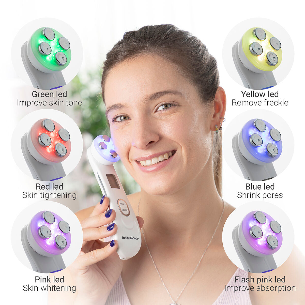 Innovagoods Facial Massager With Radiofrequency, Phototherapy And Electrostimulation Wace Innovagoods